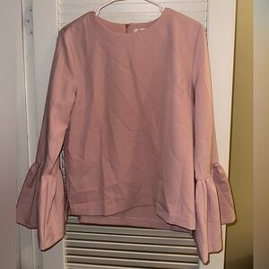 Pastel Pink Blouse with Ruffle Sleeves